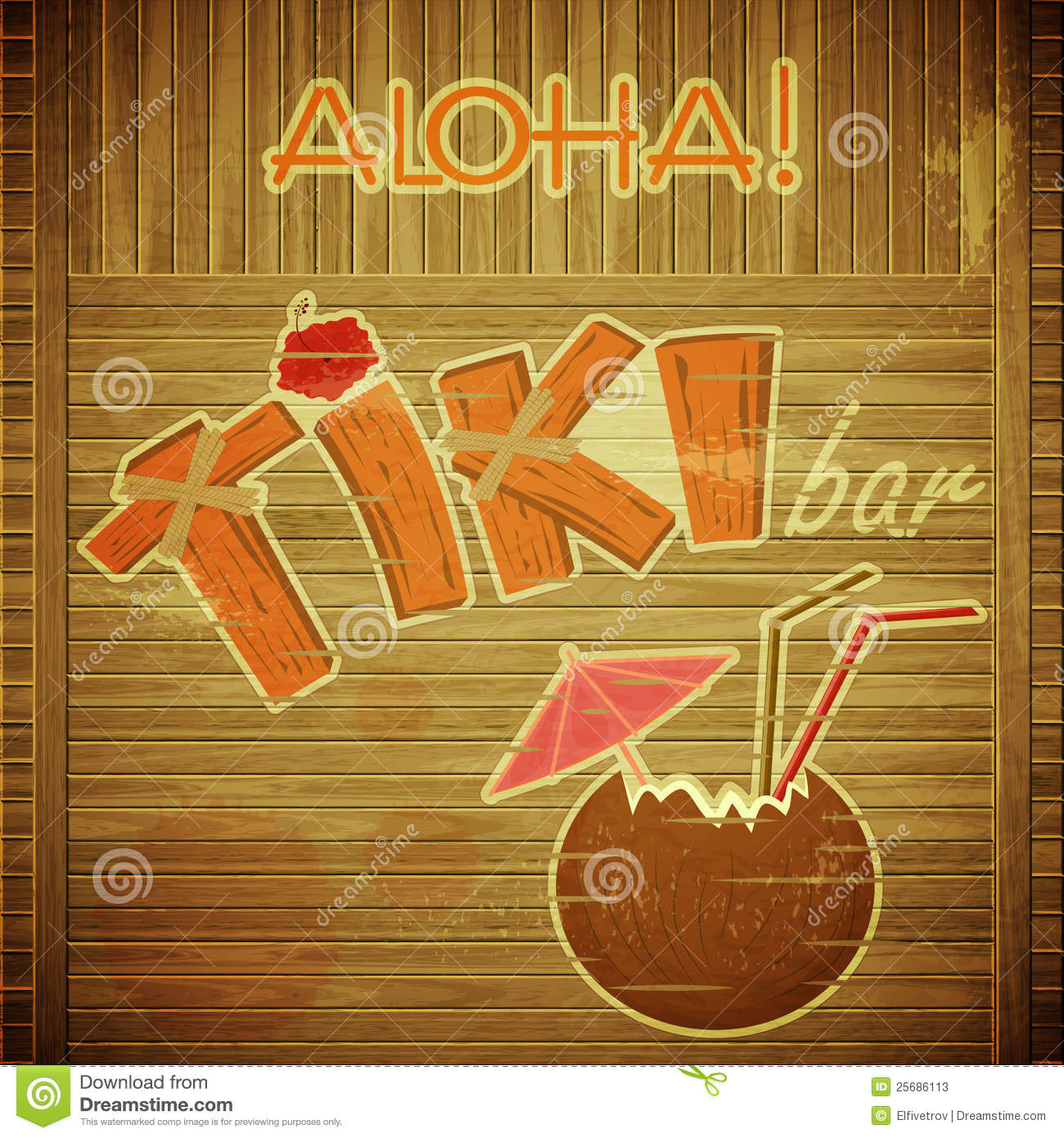 Tiki Bar Clipart Retro Design Tiki Bar Menu On