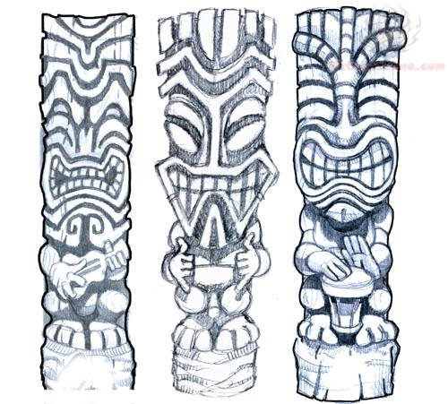 Tiki Mask Tattoos Designs