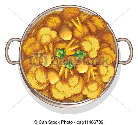 Vector Clipart Of Food   Illustration Of Indian Food On A White
