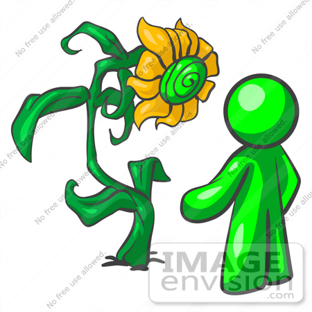 34187 Clip Art Graphic Of A Green Guy Character Standing In Front Of