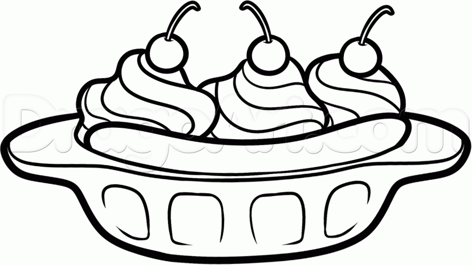 Bannana Split Ice Cream Colouring Pages