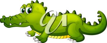 Cartoon Clip Art Illustration Of A Giant Green Crocodile  Clipart