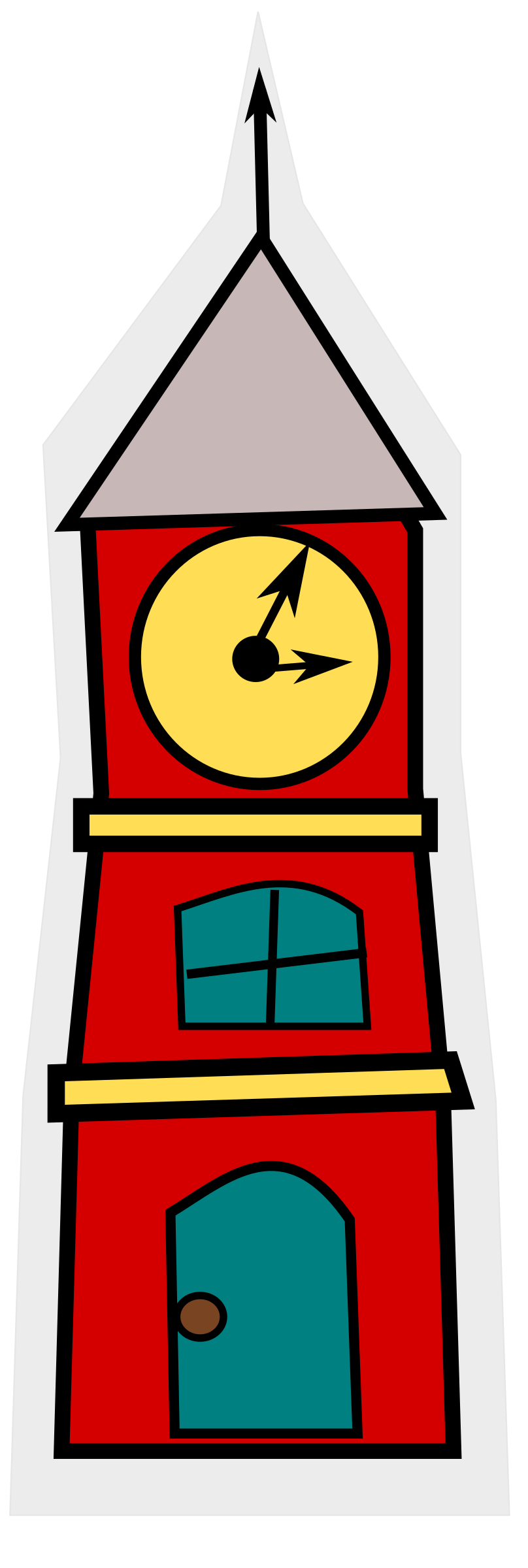 Cartoon Tower With A Clock