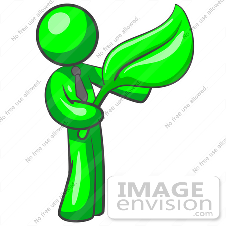 Clip Art Graphic Of A Green Guy Character Wearing A Business Tie And