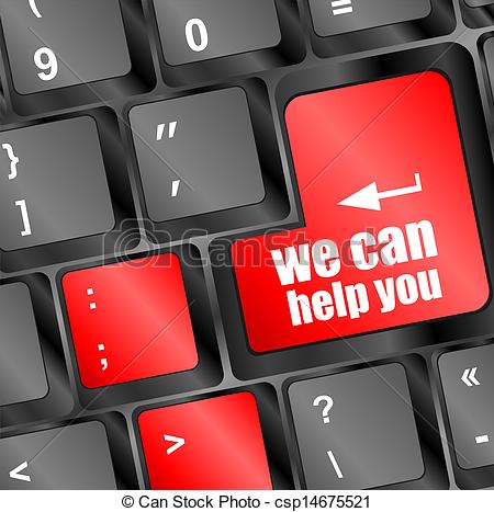 Clip Art Of We Can Help You Word On Computer Keyboard Key Csp14675521