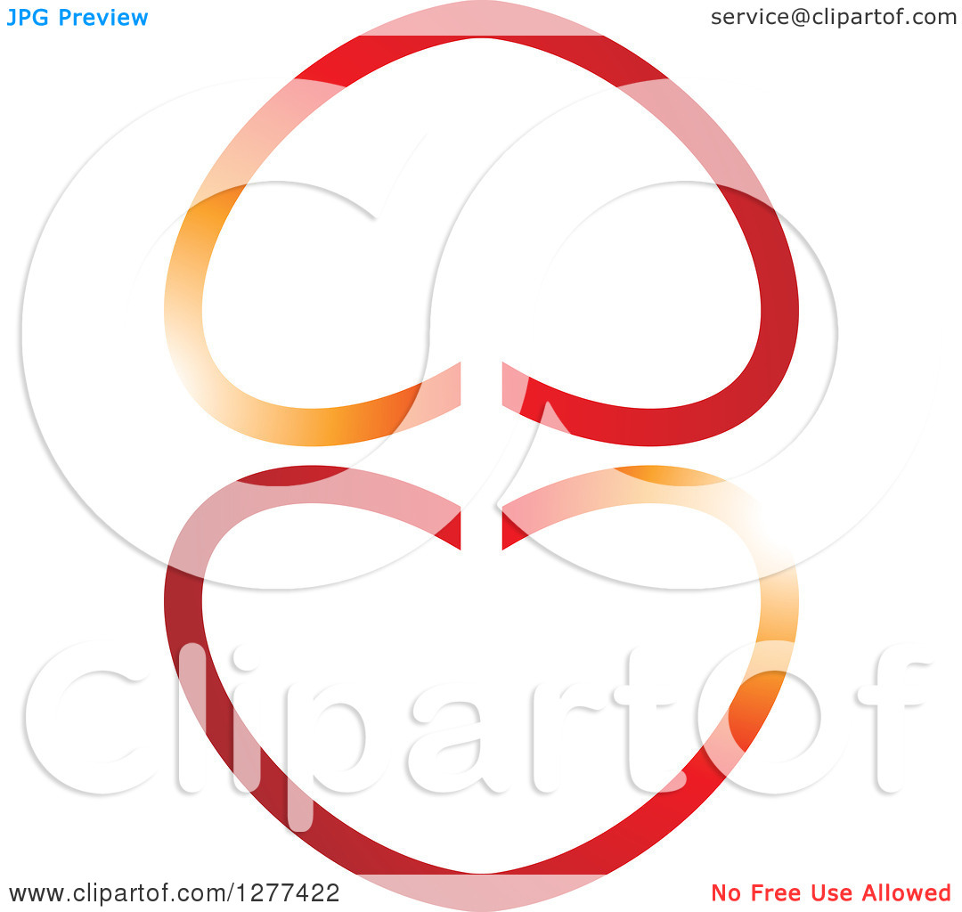 Clipart Of Two Gradient Orange And Red Hearts One Upside Down