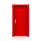 Closed Single Red Door   Clipart Graphic