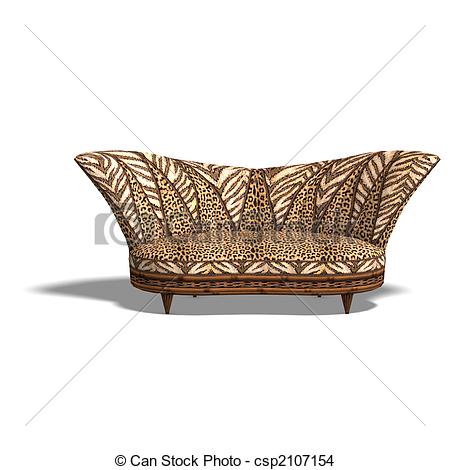 Comfy Large Chair With Animal Print Design  3d Render And Shadow Over