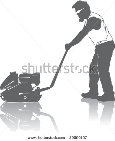 Concrete Worker With Compactor Silhouette   Stock Vector