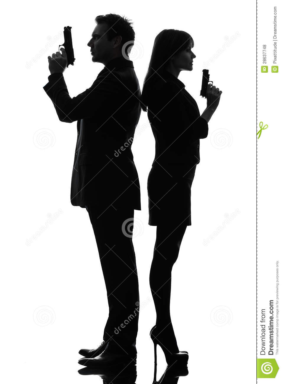 Couple Woman Man Detective Secret Agent Criminal Silhouette Royalty    