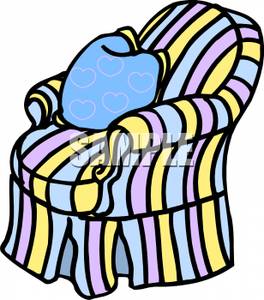 Free Clipart Image  A Comfortable Looking Chair With A Blue Pillow