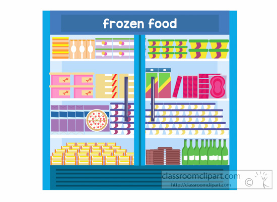 Grocery Clipart   Frozen Food In The Freezer At Grocery Store Clipart
