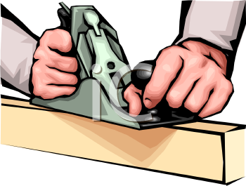 Hands Using A Planer On A Piece Of Wood   Royalty Free Clipart Image