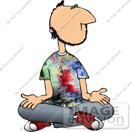 Hippie Man Sitting Cross Legged And Meditating Clipart    14979 By