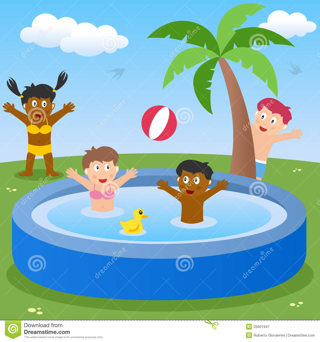 Kids Playing In Paddling Pool Royalty Free Stock Photography   Image