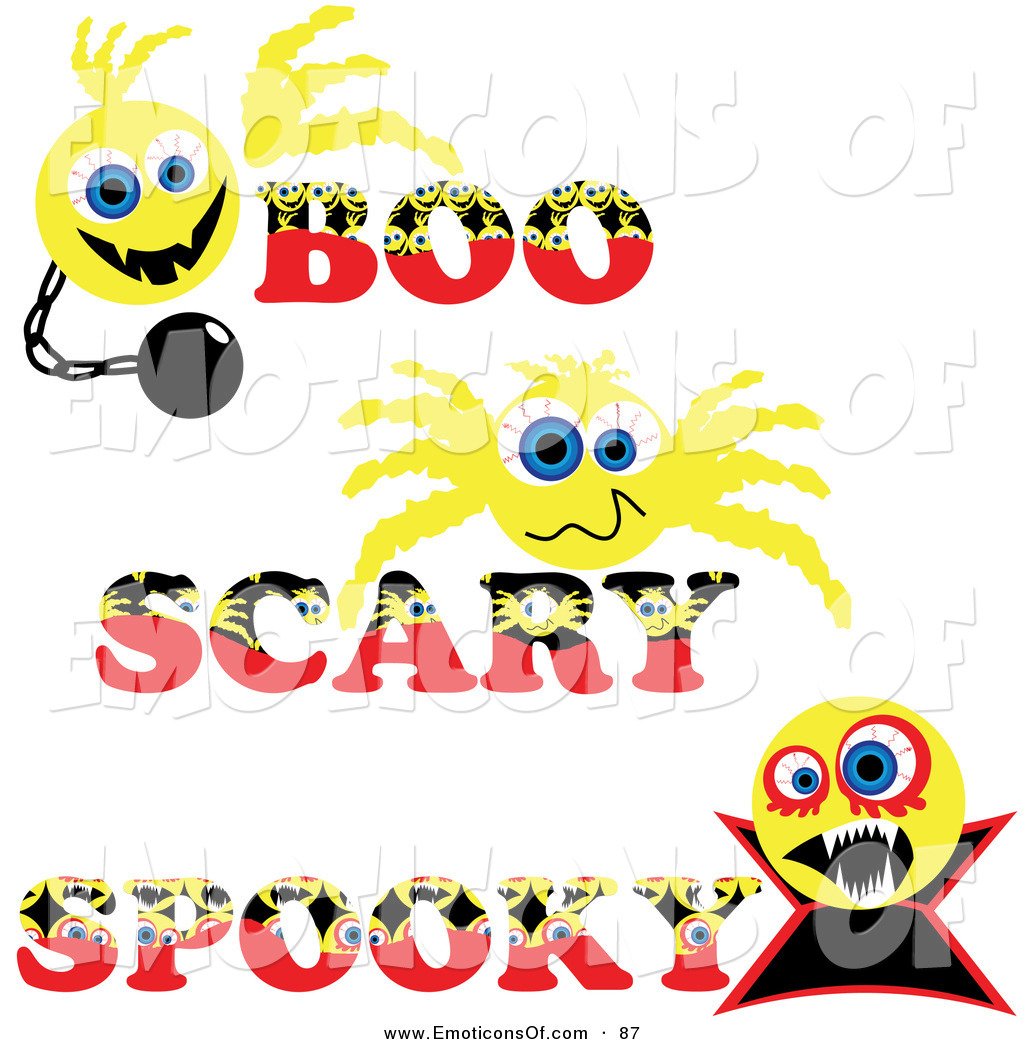 Larger Preview  Clip Art Vector Of A Digital Set Of 3 Boo Scary And