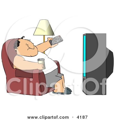 Man Sitting On A Couch Channel Surfing The Tv And Drinking Beer