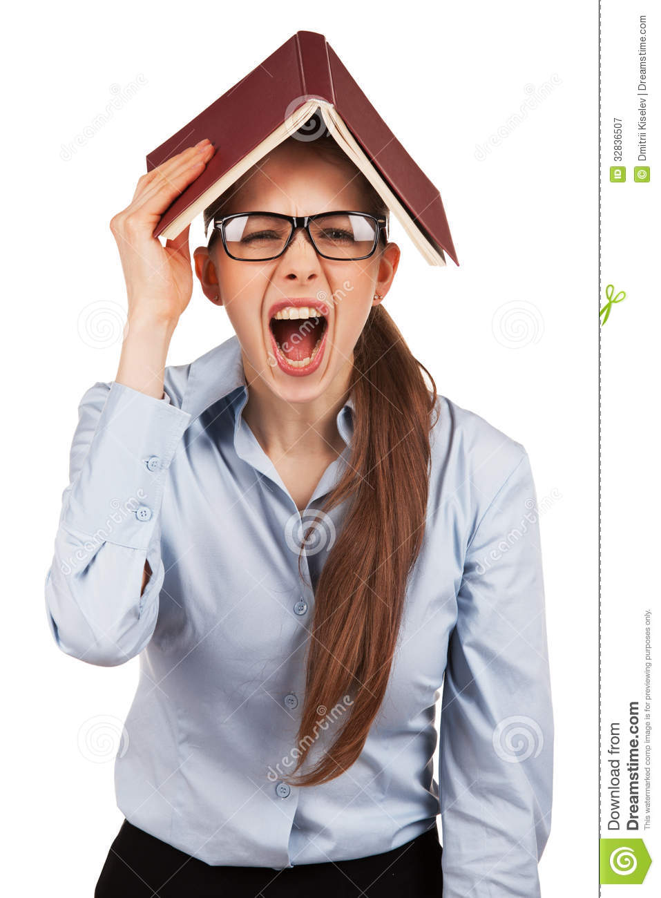 Nervous Girl With Book Royalty Free Stock Photography   Image
