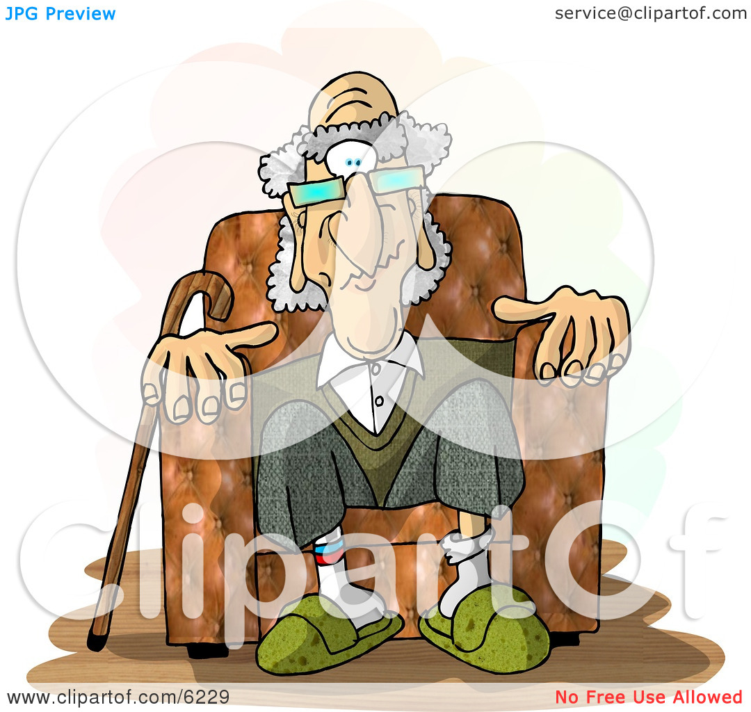 Old Man Sitting In A Recliner Chair Clipart Picture By Djart  6229