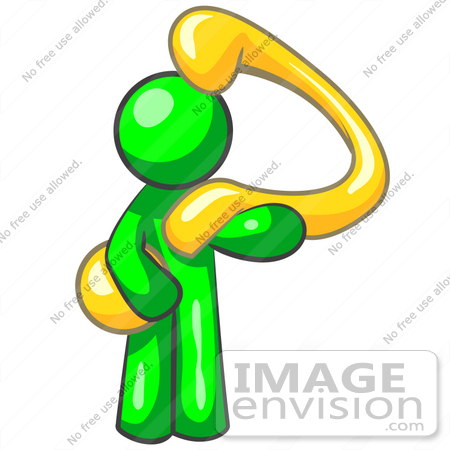 Royalty Free Ecology Clipart Of A Green Guy Character Holding A Giant