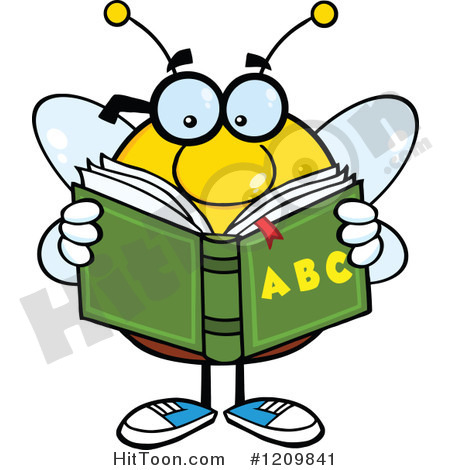 Student Reading An Alphabet Book   Royalty Free Vector Clipart
