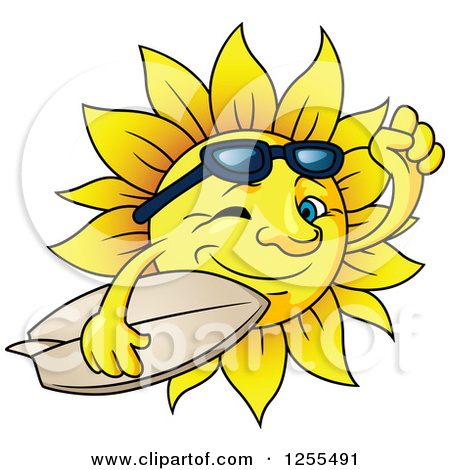 Summer Sun Carrying A Surf Board Royalty Free Vector Illustration