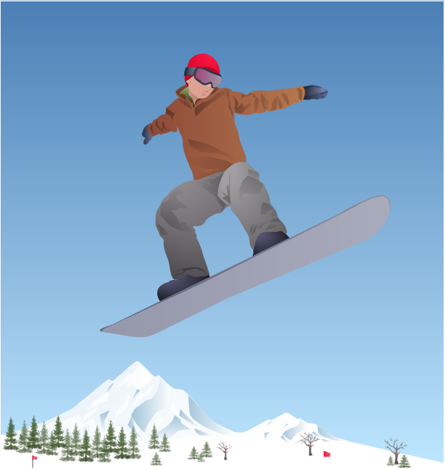 Vector Clip Art Tree Snowboard Snowboarder Snowboarding