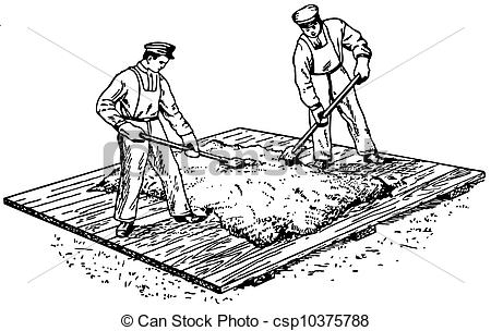 Vector   Worker Preparing Concrete   Stock Illustration Royalty Free