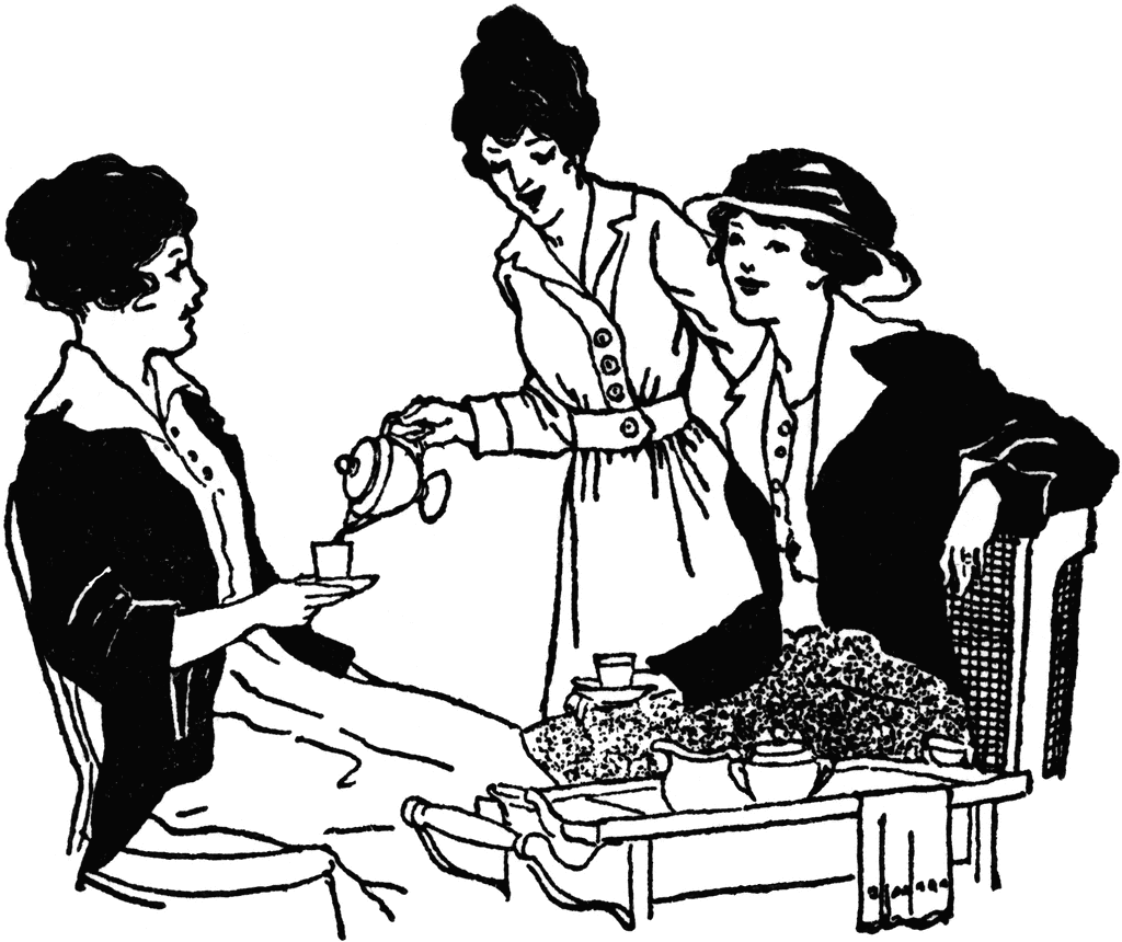 Woman Serving Tea To Two Women   Clipart Etc