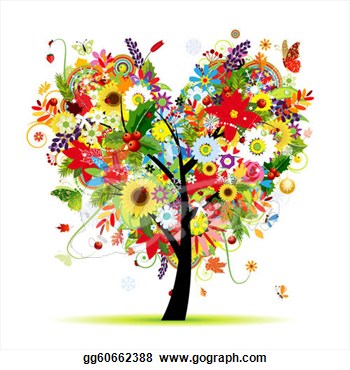 Art   Four Seasons  Art Tree Heart Shape For Your Design  Clipart    