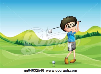 Art   Illustration Of A Boy Playing Golf  Clipart Drawing Gg64032546