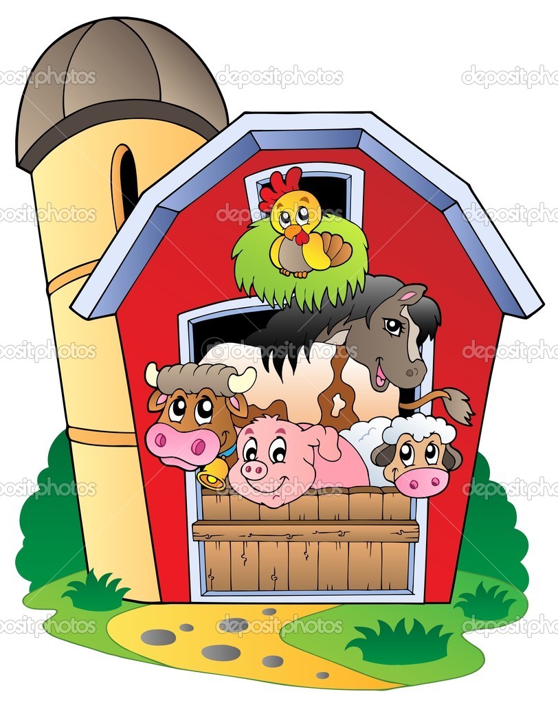 Barn With Various Farm Animals   Stock Vector   Clairev  5755385