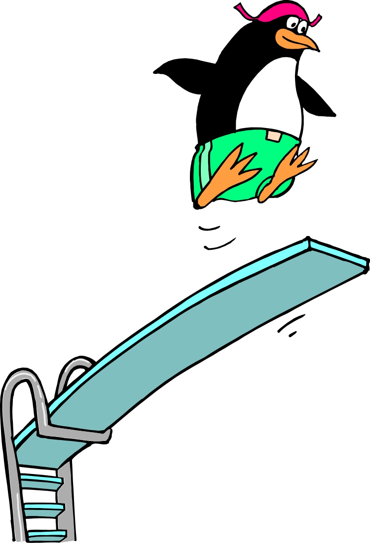Cartoon Penguin Diving Board