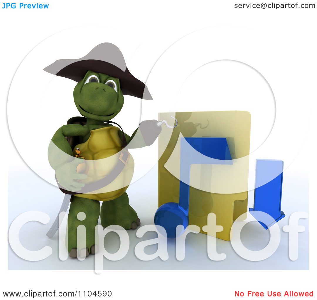 Clipart 3d Illegal Music Download Hook Hand Tortoise Pirate With A    