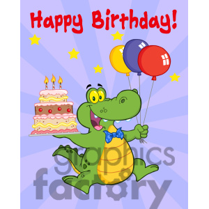 Comroyalty Free Happy Birthday Party With Alligator Clip Art Image