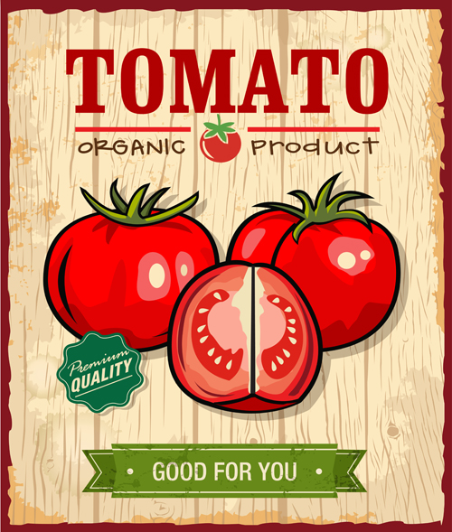 Fresh Tomato Retro Style Poster Vector Material 04   Vector Cover Free