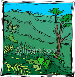 Green Jungle Scene   Royalty Free Clipart Picture