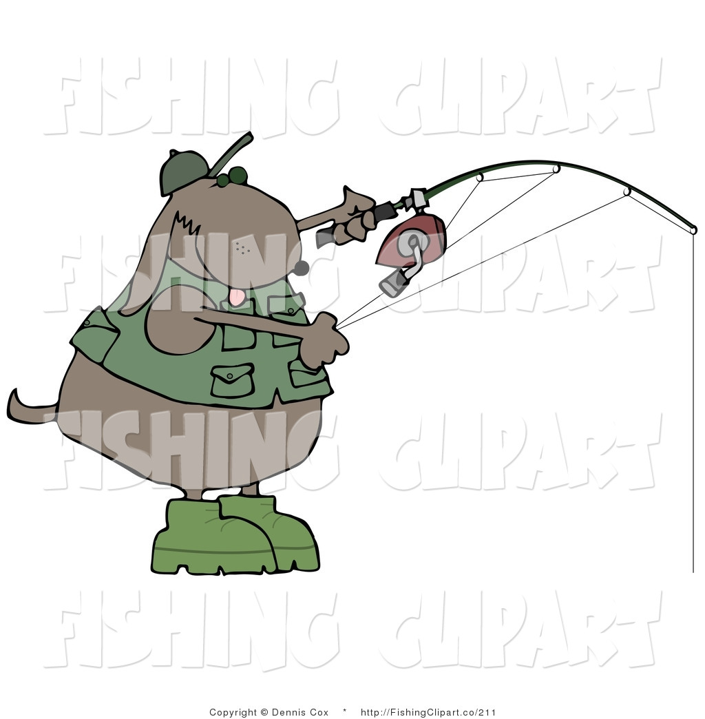 In A Green Vest And Hat Fishing Set Of Coloring Page Outlined Fishing    