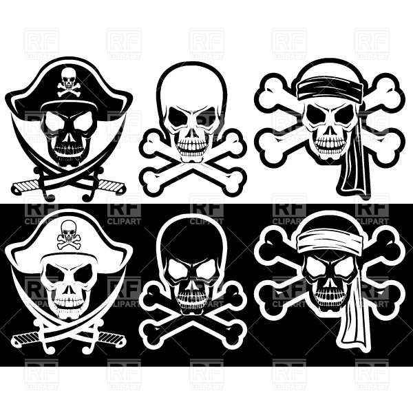 Jolly Roger Pirate Attributes Skull And Crossbones Silhouette 4828