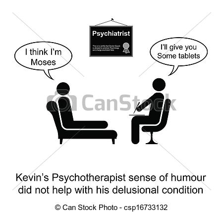 Kevin Hated His Psychotherapist Sense Of Humour Cartoon Isolated On