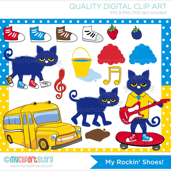My Rockin Shoes   Pete Cat Clip Art   Digital Clipart   Instant    