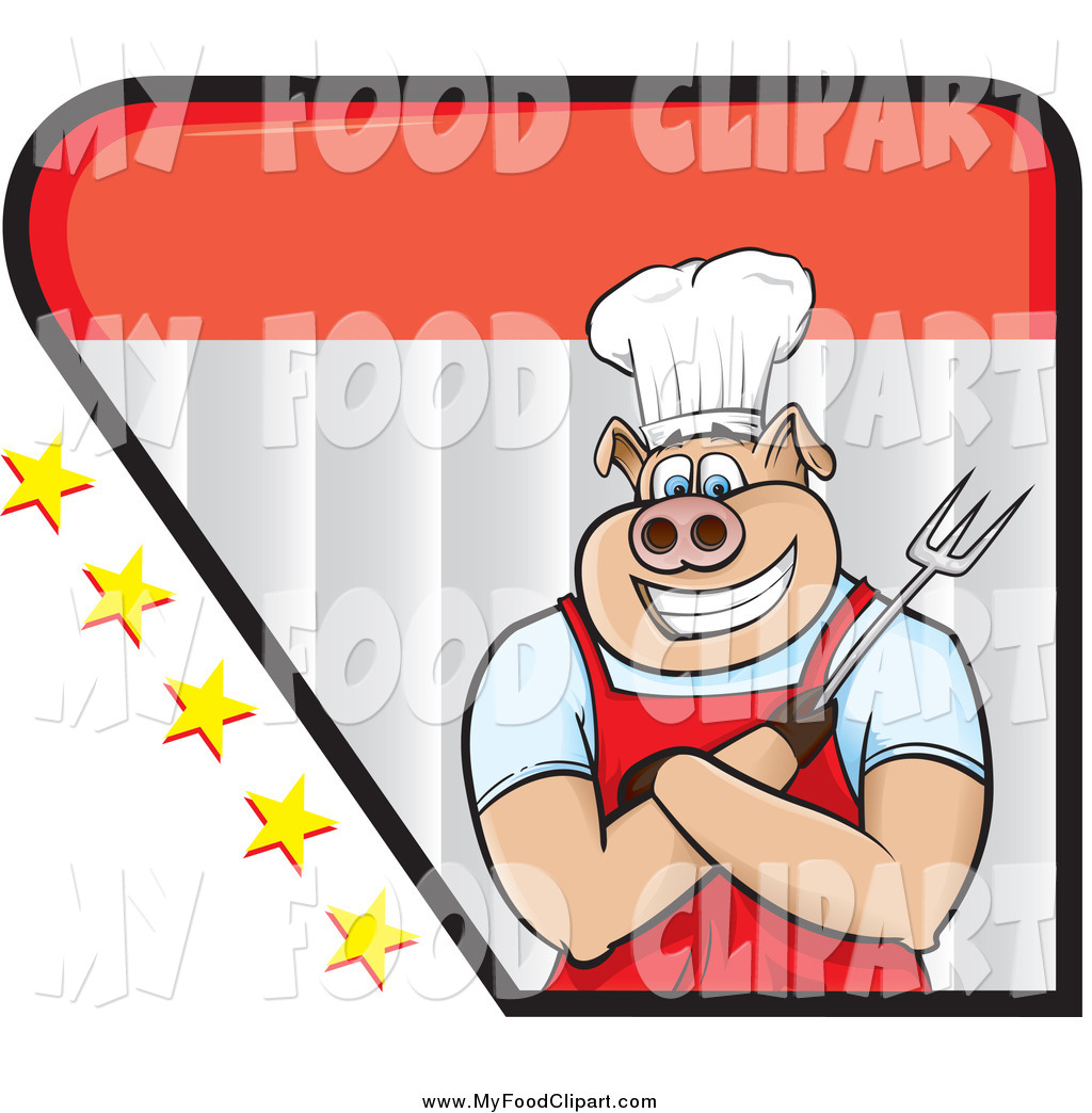 Of A Happy Bbq Chef Pig Holding A Fork With Stars By Paulo Resende    