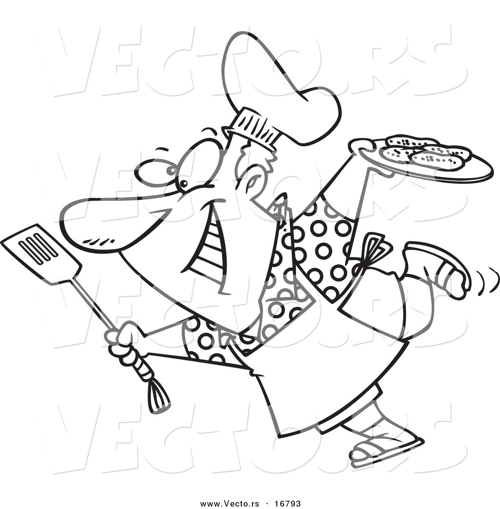     Of Food To His Bbq   Coloring Page Outline By Ron Leishman    16793