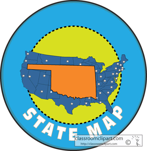Oklahoma   Oklahoma State Map Button   Classroom Clipart