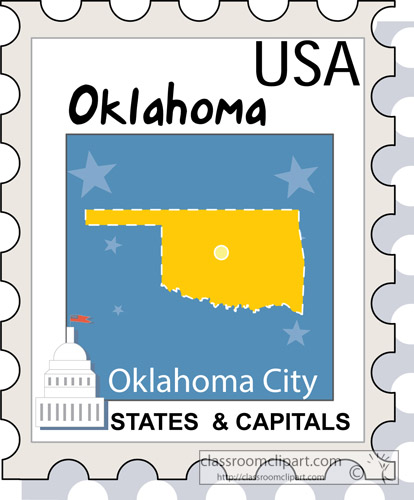 Oklahoma   Us State Oklahoma Stamp 36   Classroom Clipart