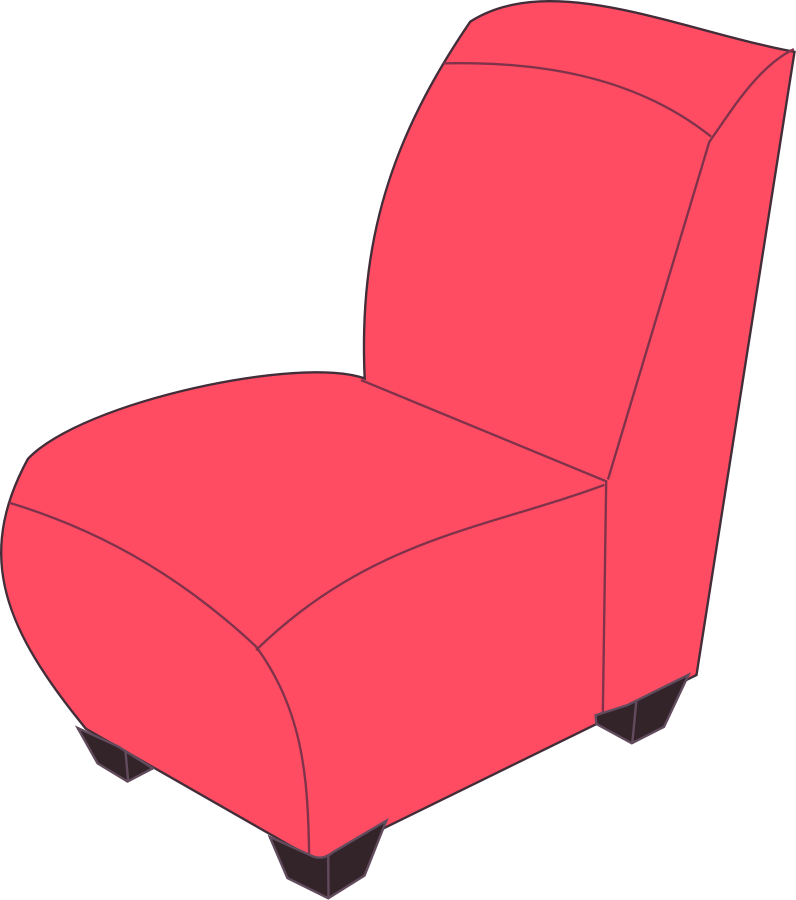 Rfc1394 Red Armless Chair Vector Clipart Png