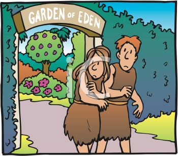 Royalty Free Clipart Image  Adam And Eve Clothed Leaving The Garden