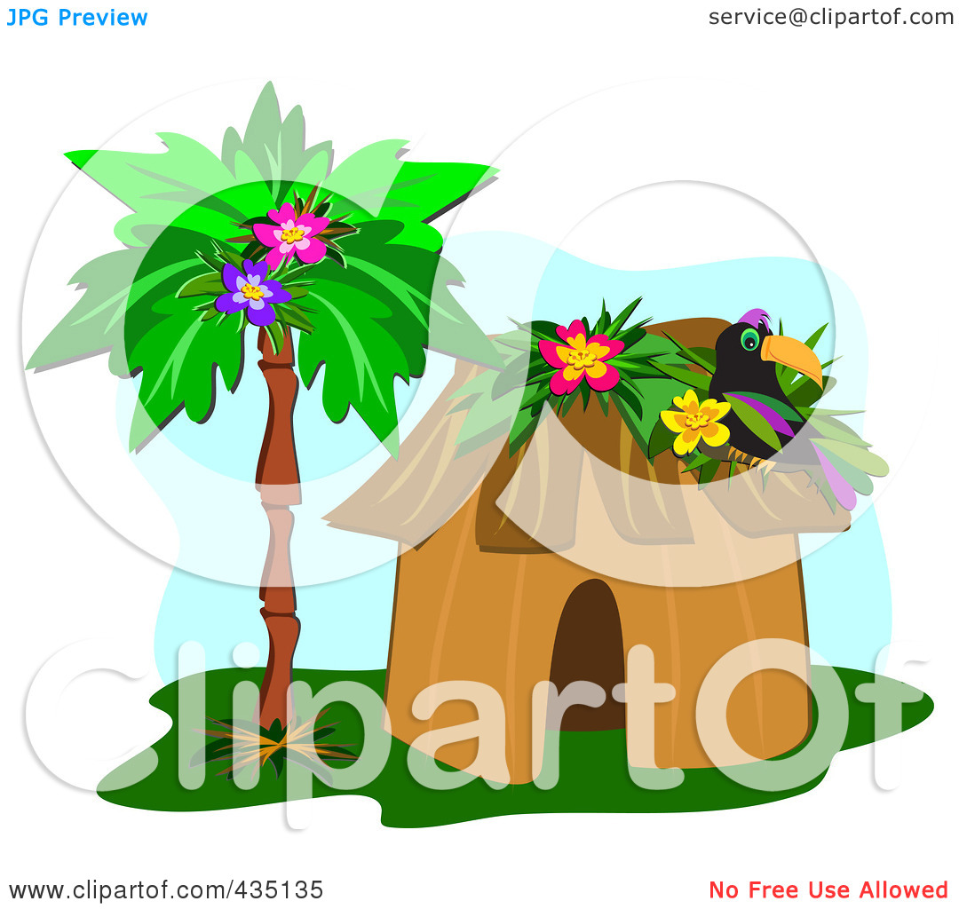 Royalty Free  Rf  Clipart Illustration Of A Toucan On A Tropical Hut