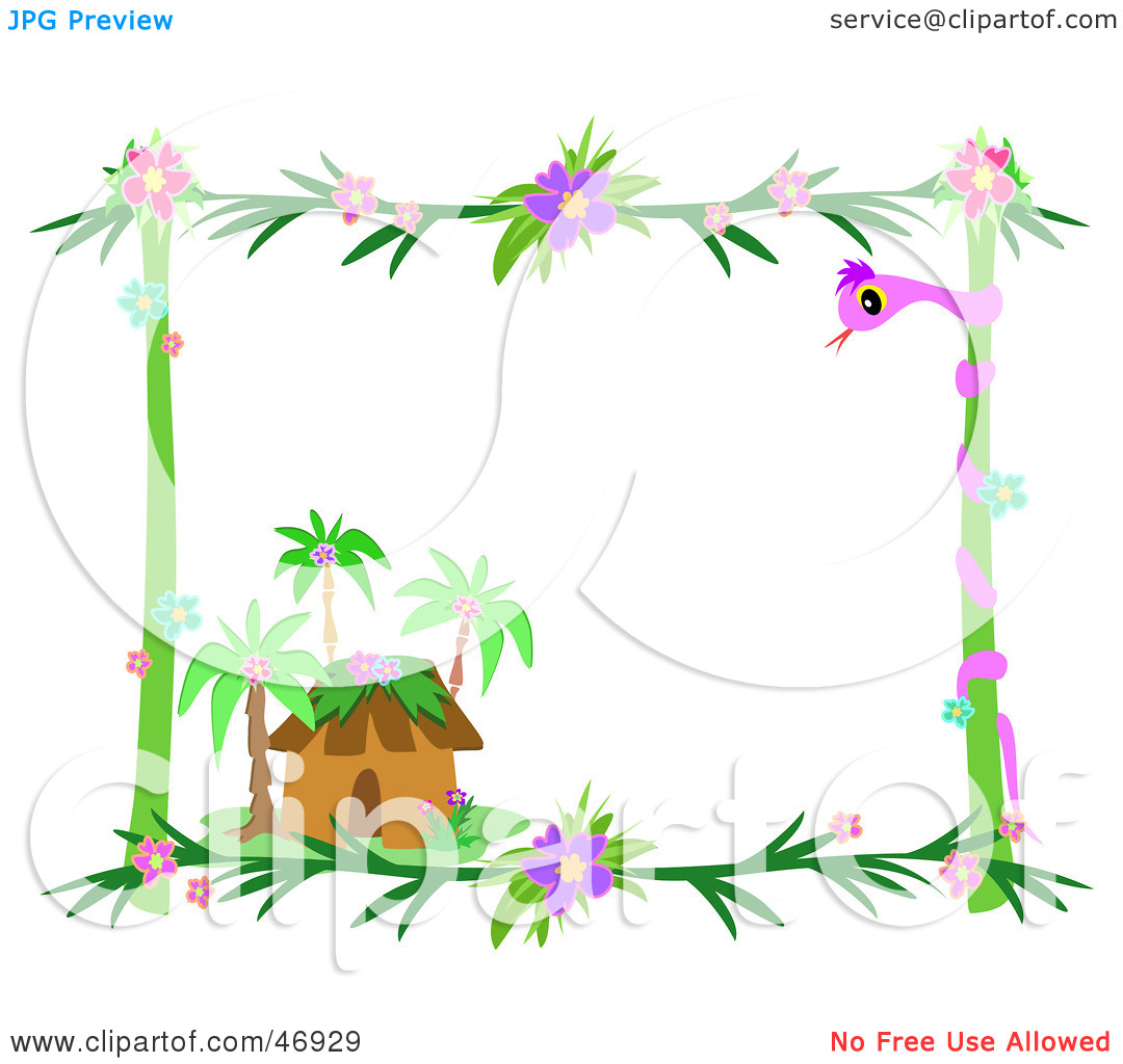 Royalty Free  Rf  Clipart Illustration Of A Tropical Hut Border By