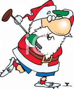 Santa Playing Golf   Royalty Free Clipart Picture
